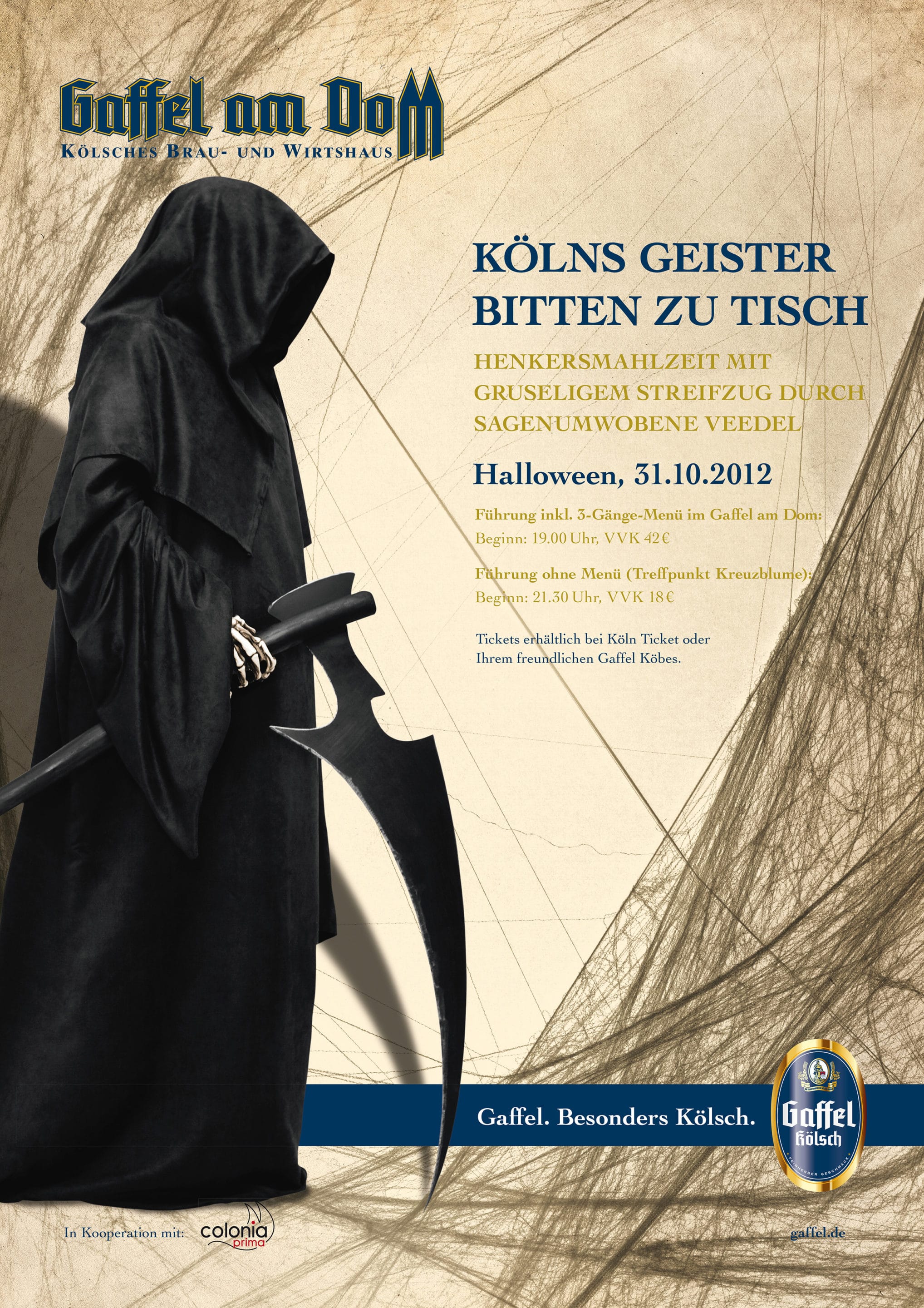 Kölns Geister bitten zu Tisch – Halloween Gruselführung mit Abendessen im Gaffel am Dom