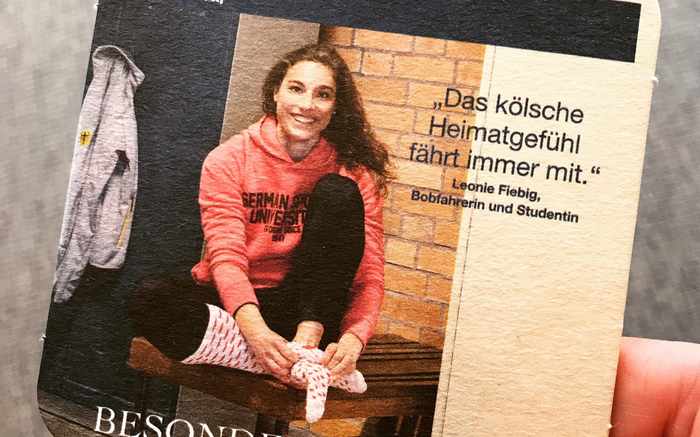 Leonie Fiebig nimmt an der Kampagne von Gaffel teil und gibt Köln ihre Stimme