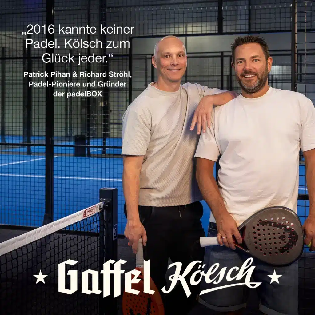 "2016 kannte keiner Padel. Kölsch zum Glück jeder." Patrick Pihan & Richard Ströhl, Padel-Pioniere und Gründer der padelBOX